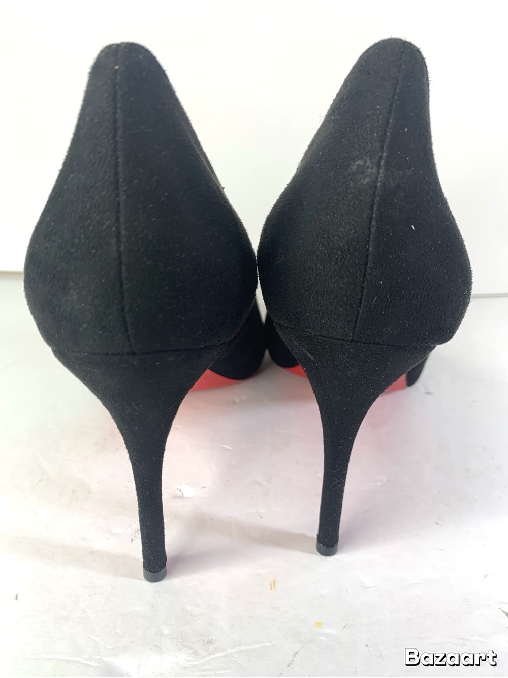 Christian Louboutin Black Pointed Toe Suede Pump with red bottom sz 43 - Picture 3 of 7